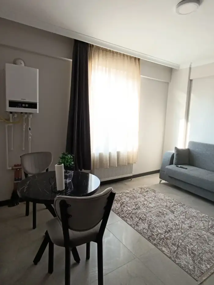 Suit odanın kanepeli, masalı oturma alanı